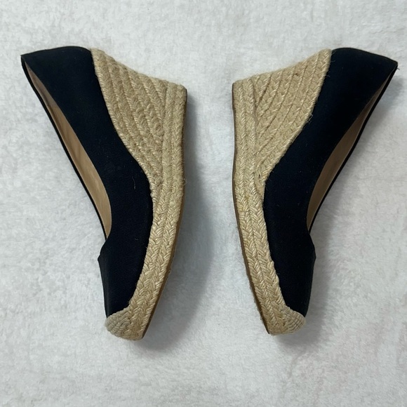 J. Crew Black Seville Espadrille Canvas Jude Wedges Size 9 - Picture 9 of 15